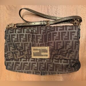 FENDI Zucca Mia Brown Metallic Canvas Bag